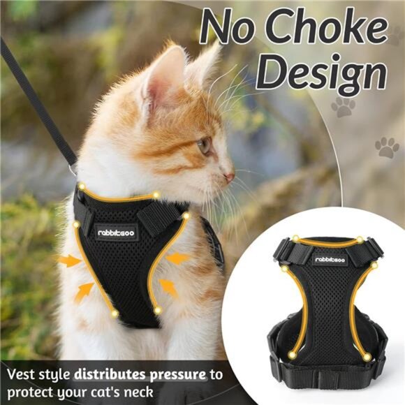 Cat Harness and Leash for Walking, Escape Proof Soft Adjustable Vest Harnesses - Picture 3 of 7